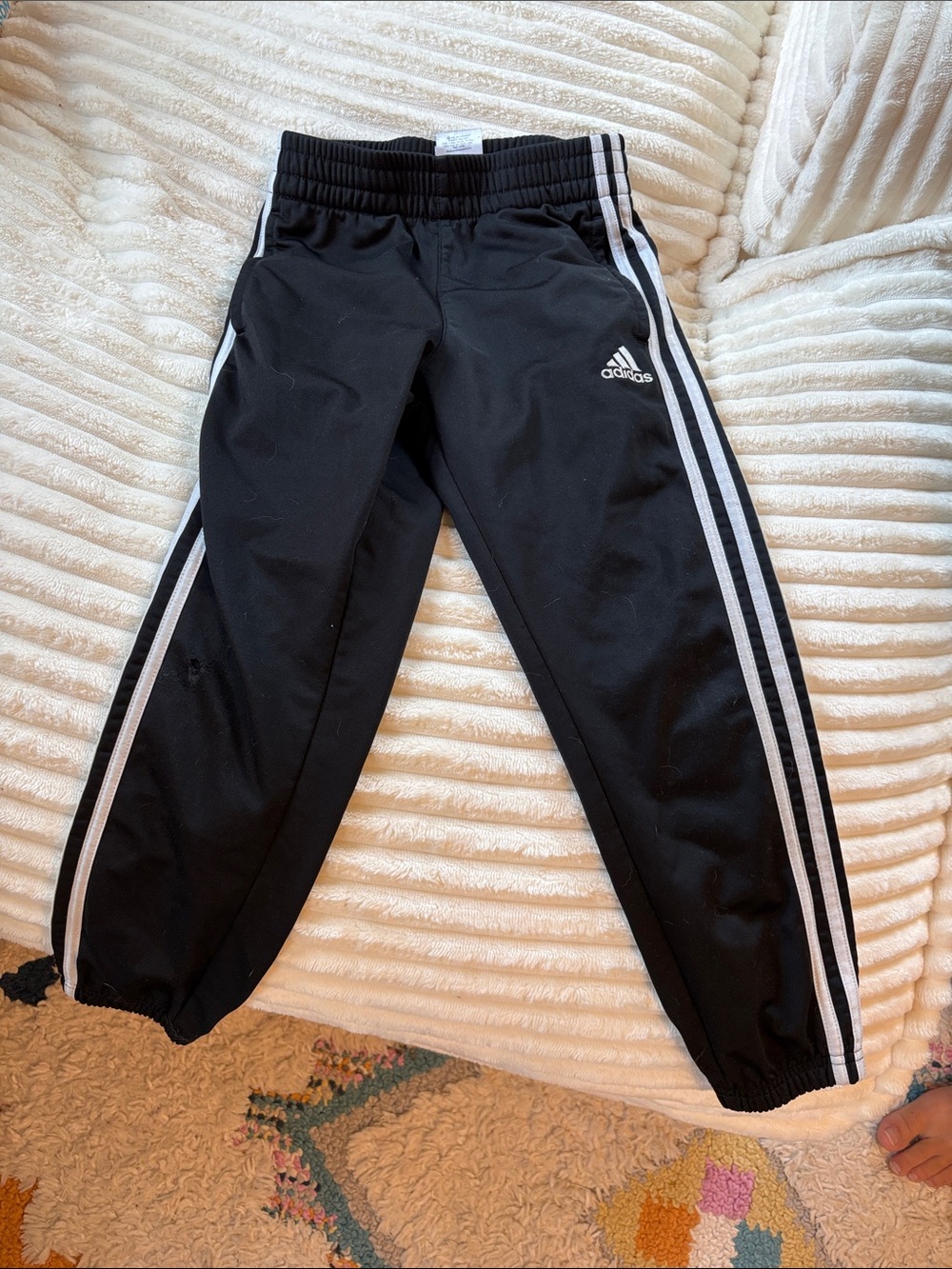 adidas Black Jogger Sweatpants with White Triple Stripes